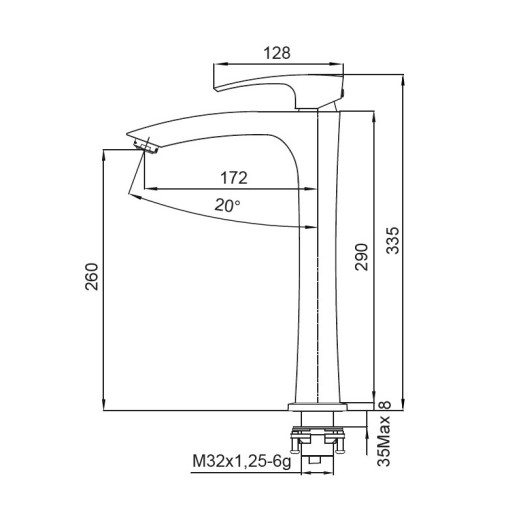Смеситель для умывальника Koer KB-11007-05 высокий (KR3441)