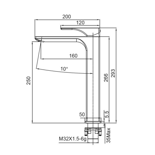 Змішувач для умивальника Koer KB-11010-05 високий чорний (KR3483)