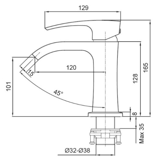 Смеситель для умывальника Koer KB-12007-07 (KR5152)