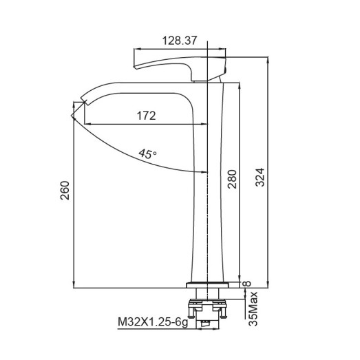 Смеситель для умывальника Koer KB-13007-05 высокий (KR3445)