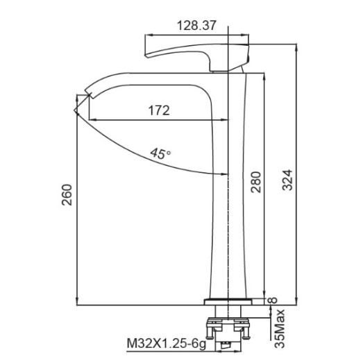 Смеситель для умывальника Koer KB-13007-07 высокий (KR5154)