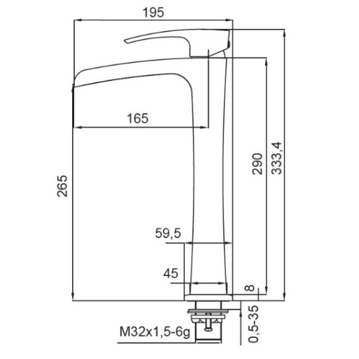 Смеситель для умывальника Koer KB-15007-04 высокий водопад (KR5156)