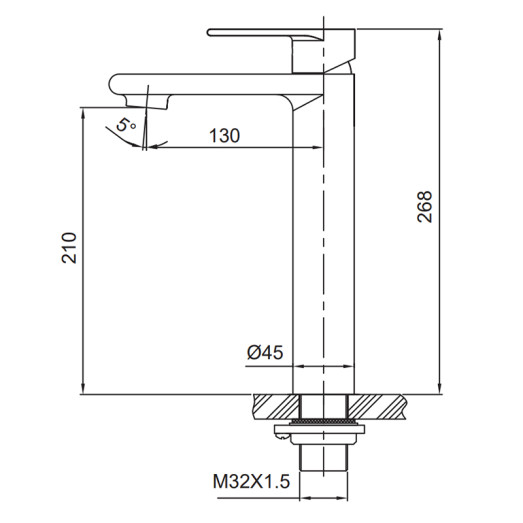 Змішувач для умивальника Koer KI-11015-02 високий (KR4782)
