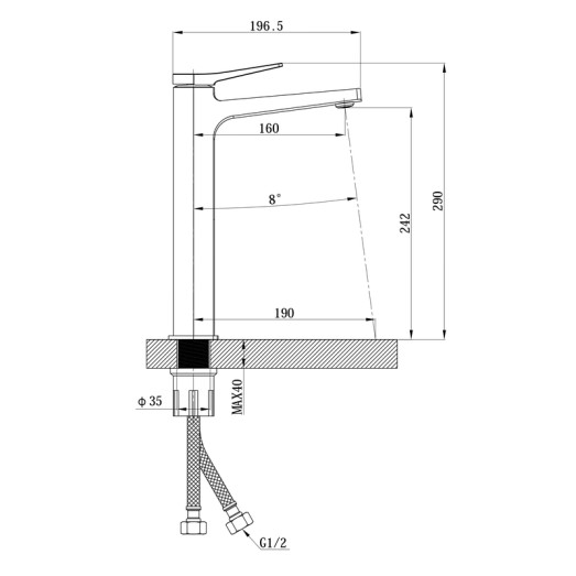 Смеситель для умывальника MIXXUS PREMIUM DEGAS 001 NUT HIGH (MI8246)