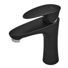 Смеситель для умывальника Plamix Cezar-001 SET Matte black (с подводом) (PM0662)