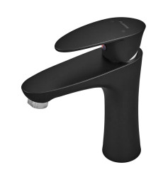 Смеситель для умывальника Plamix Cezar-001 SET Matte black (с подводом) (PM0662)