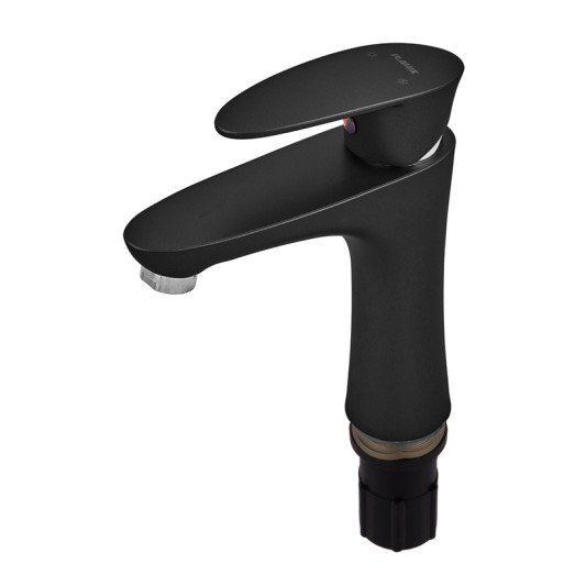 Смеситель для умывальника Plamix Cezar-001 SET Matte black (с подводом) (PM0662)
