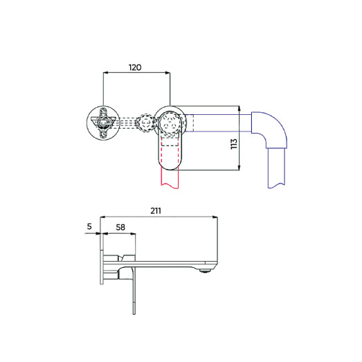 Змішувач для умивальника вбудований FADO Nemi хром (MIX08045C)