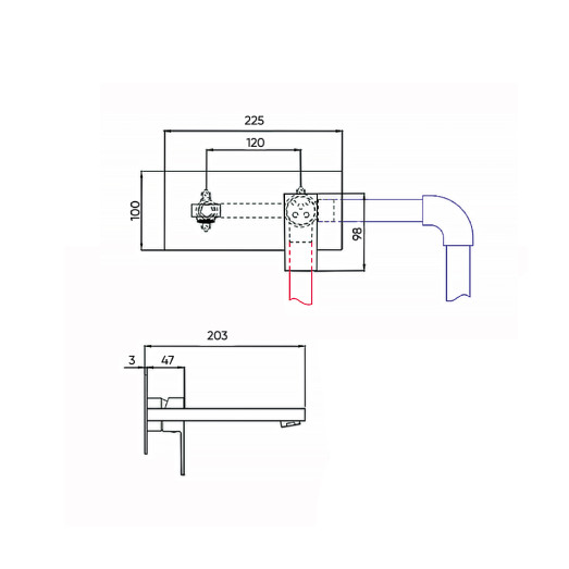 Змішувач для умивальника вбудований FADO Verona матовий чорний (MIX06045B)