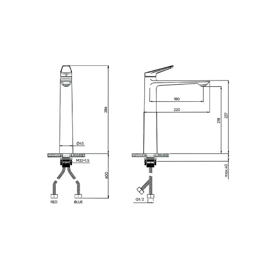 Змішувач для умивальника високий FADO Garda матовий чорний (MIX05044B)