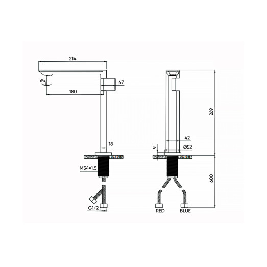 Змішувач для умивальника високий FADO Tokio хром (MIX04044C)