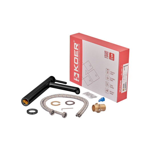 Змішувач для умивальника високий Koer KB-11029-05 чорний (KR5488)