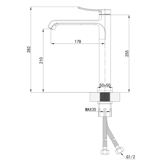 Смеситель для умывальника высокий MIXXUS PREMIUM DALI 001 HIGH NUT GRAPHITE (Цвет графит) (MI6757)