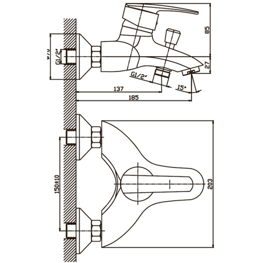 Смеситель для ванны Haiba Agat 009 (HB0007)