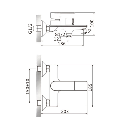 Смеситель для ванны Haiba Alex 009 (HB0889)