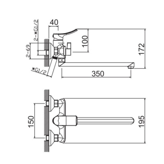Змішувач для ванни HAIBA BOLERO 006 EURO (HB9577)