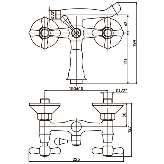 Смеситель для ванны Haiba Dominox 142 матовый (HB0066)