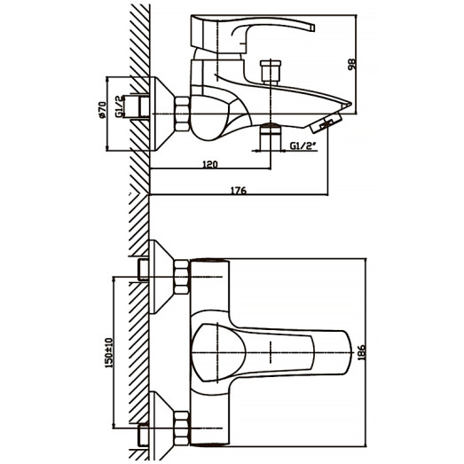 Смеситель для ванны Haiba FOCUS 009 (HB0124)