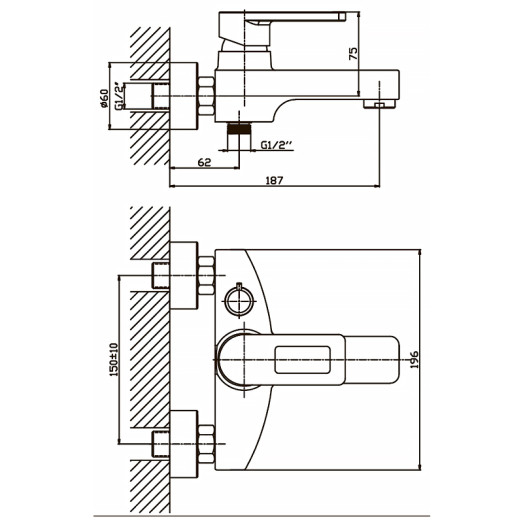 Смеситель для ванны Haiba Gudini 009 (HB0149)