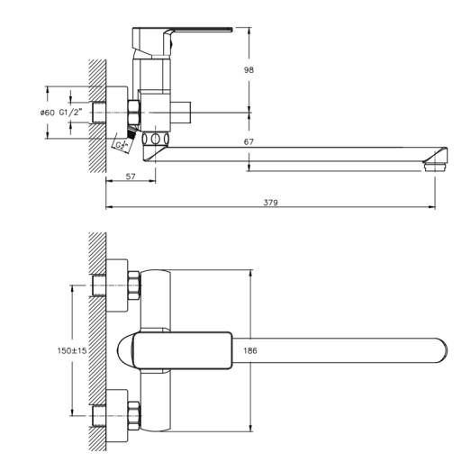 Змішувач для ванни Haiba Kubus 006 (HB0793)