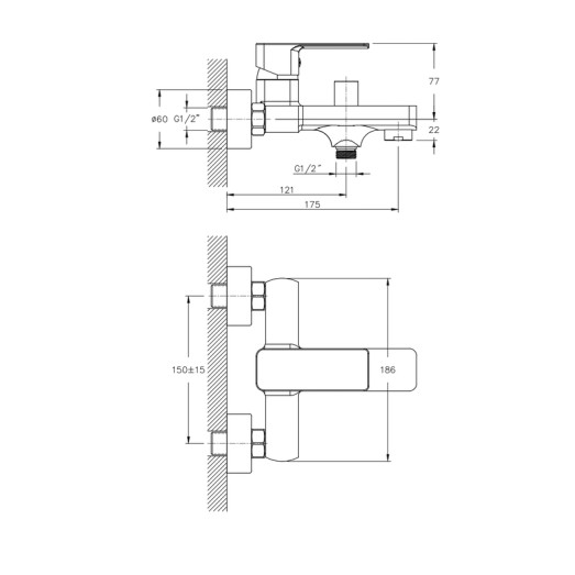 Смеситель для ванны Haiba Kubus 009 (HB0798)