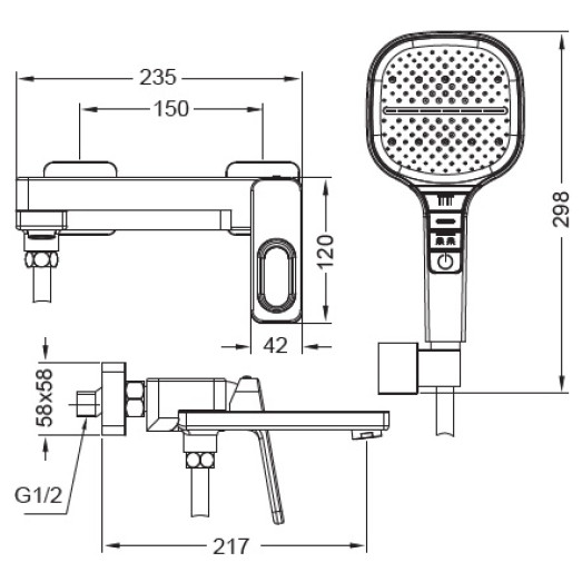 Смеситель для ванны Koer KB-41031-05 с коротким изливом (KR5437)