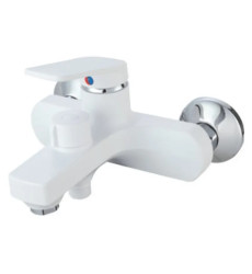 Змішувач для ванни Plamix Lucas-009 EURO SET White з шлангом, лійкою та кронштейном (PM0708)