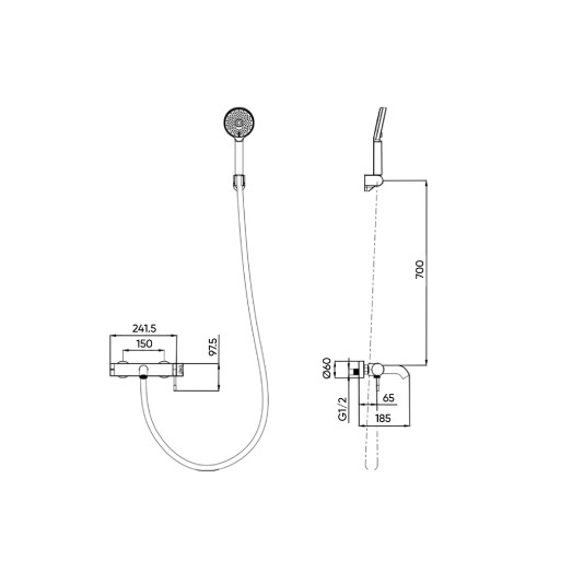 Змішувач для ванни в комплекті FADO Lira матовий золотий (MIX0702G)