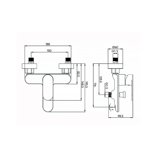 Змішувач для ванни в комплекті FADO Nemi хром (MIX0802C)