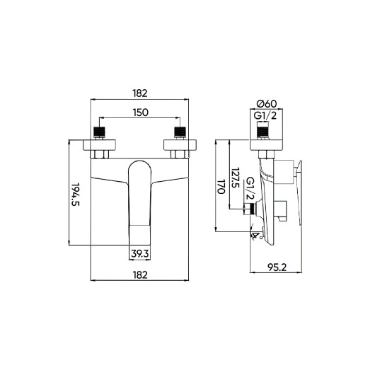 Змішувач для ванни в комплекті FADO Pisano матовий білий (MIX0902W)