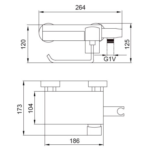 Змішувач з гігієнічним душем, тримачем рушника та кам'яною поличкою KOER KB-25101-01 (KR3390)